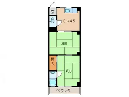 富士マンション(2DK/4階)の間取り写真