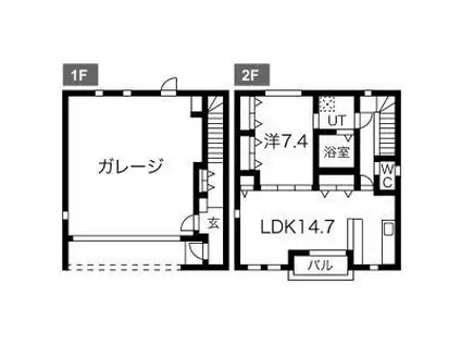 ガラージュ・ド・ルクス・みゆき(1LDK/1階)の間取り写真