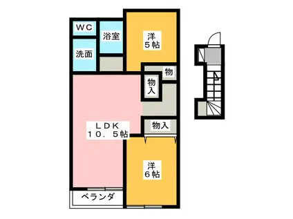 ＪＲ東海道本線 袋井駅 バス乗車時間：7分 最寄りバス停で下車 徒歩10分 2階建 築23年(2LDK/2階)の間取り写真