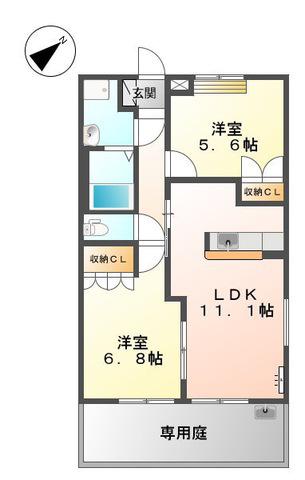 メゾンエクセル(2LDK/1階)の間取り写真