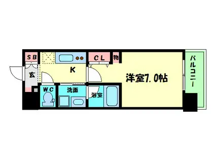 アーバネックス北堀江II(1K/6階)の間取り写真