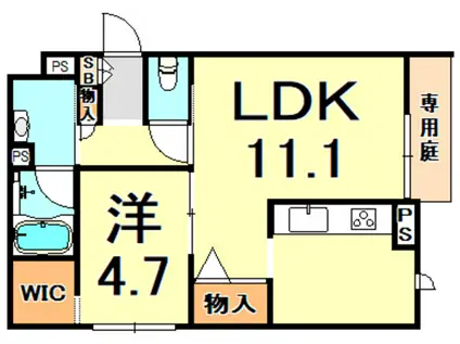 シャーメゾン ファミリア(1LDK/1階)の間取り写真