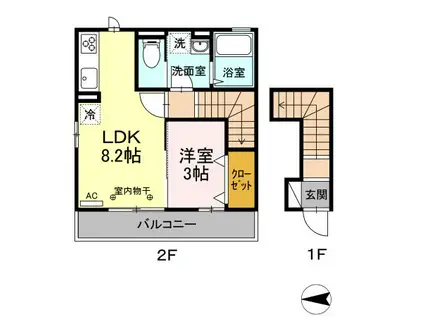 シティハウス高萩M(1LDK/2階)の間取り写真