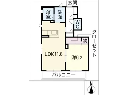 サニービュー牛川II棟(1LDK/1階)の間取り写真
