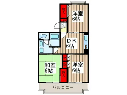 プレジデント深田(3DK/2階)の間取り写真