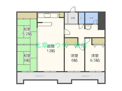 INOVE札幌環状通東旧プラスパークN14(4LDK/2階)の間取り写真