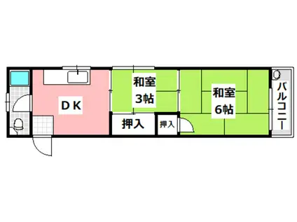 コーポ桜ヶ丘(2DK/2階)の間取り写真