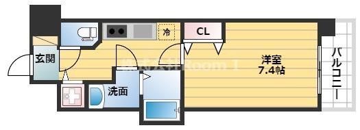 プレサンス谷町キャトル(1K/11階)の間取り写真