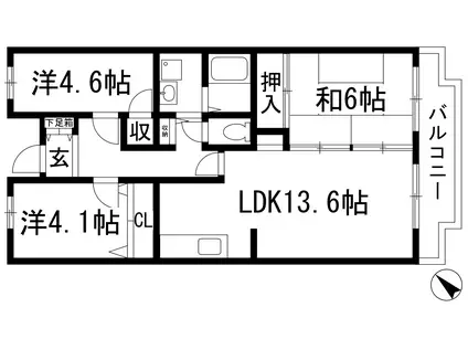 コートひらき坂(3LDK/2階)の間取り写真