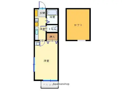 クイーンシップ横須賀中央II(1K/2階)の間取り写真