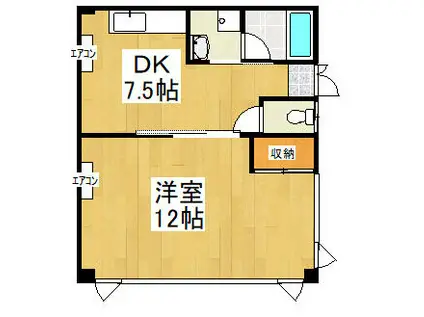 稲荷台ハイツ(1DK/2階)の間取り写真
