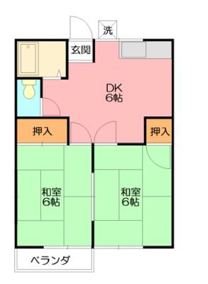 ハイツ・イズミ(2DK/2階)の間取り写真