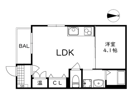 トレコート兵庫2(1LDK/1階)の間取り写真