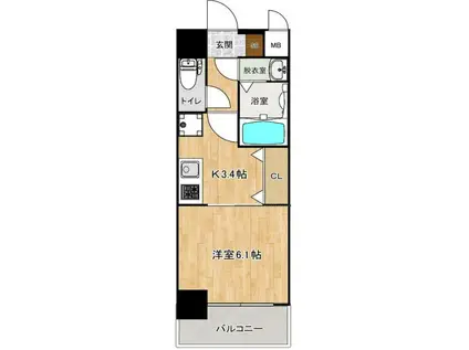 セオリー神戸アネシア(1K/4階)の間取り写真