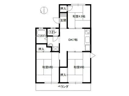 エルホワイト(3DK/2階)の間取り写真