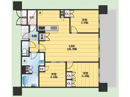 BRILLIA TOWER箕面船場 THE TOP OF THE HI(3LDK/23階)の間取り写真