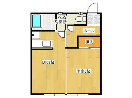 ライフピュア鶴ケ丘(1LDK/2階)の間取り写真