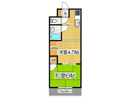 マルシン四ノ宮ハイツ(2K/2階)の間取り写真