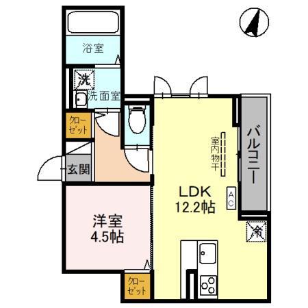 D-ROOM笹口 101(1LDK/1階)の間取り写真