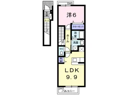 グラッド・T(1LDK/2階)の間取り写真