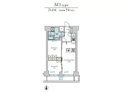 BRILLIA IST 池尻大橋 ブリリアイスト池尻大橋(2LDK/7階)の間取り写真