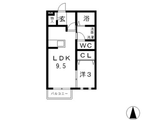 フラッツァ水江A棟(1LDK/2階)の間取り写真