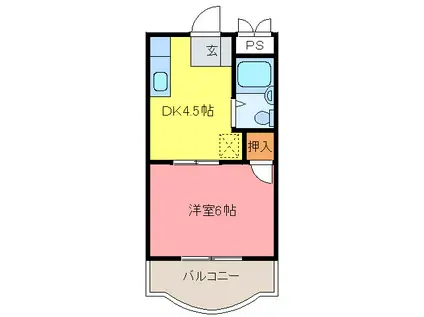 フェリス(1DK/2階)の間取り写真