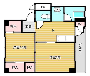 みどりコーポラス小福井(1LDK/2階)の間取り写真