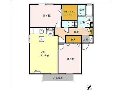 CARTIER(2DK/1階)の間取り写真