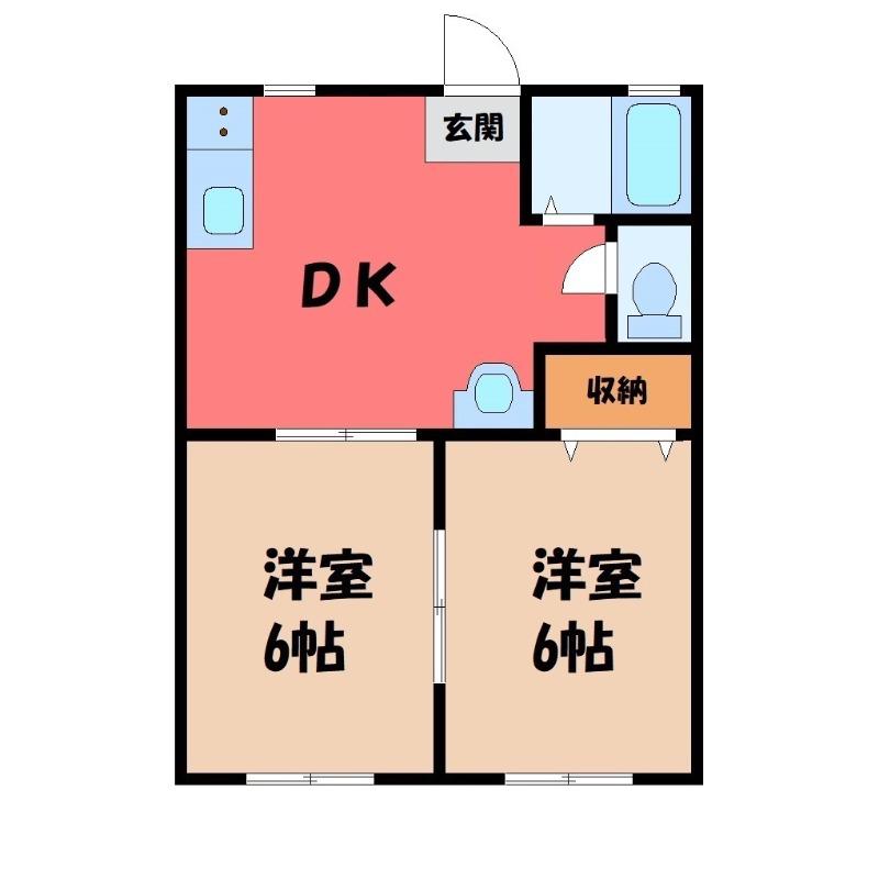 セゾン・ド・シナモン(2DK/2階)の間取り写真