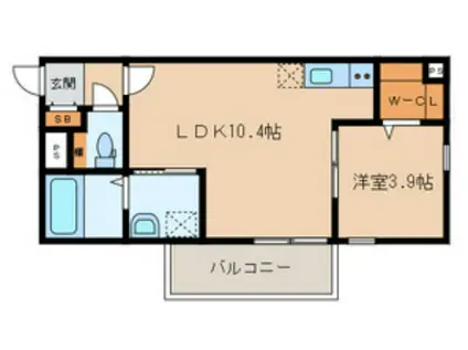 シャンテ・ローズイースト〇(1LDK/2階)の間取り写真