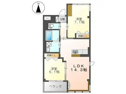 KAMISAKURA(2LDK/1階)の間取り写真