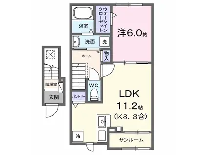 リッカンス ヘム 一番町(1LDK/2階)の間取り写真