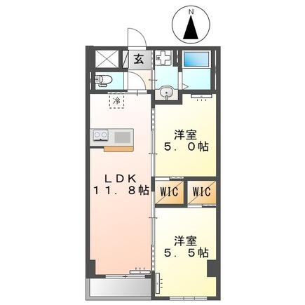 キーファ(2LDK/6階)の間取り写真