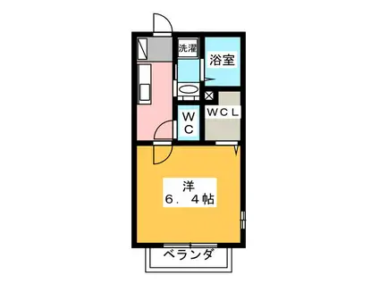 レーブIII(1K/1階)の間取り写真