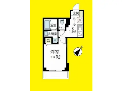 クレール辻堂(1K/1階)の間取り写真