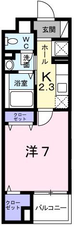 コレクト ライル(1K/2階)の間取り写真