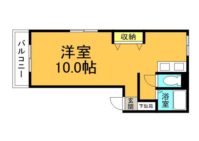 パークサイド広瀬(ワンルーム/3階)の間取り写真