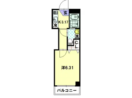 アミティ白木(1K/3階)の間取り写真