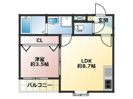 RIVA鳥栖本町(1LDK/3階)の間取り写真