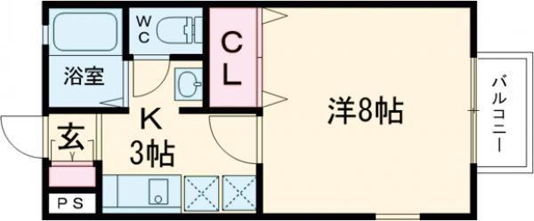 プロスパリティー(1K/2階)の間取り写真