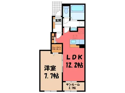 フェリース B(1LDK/1階)の間取り写真