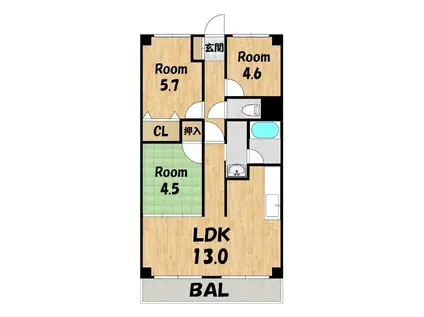 パールグレイス(3LDK/3階)の間取り写真