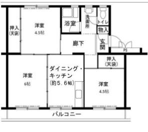 ビレッジハウス志染3号棟(3DK/1階)の間取り写真
