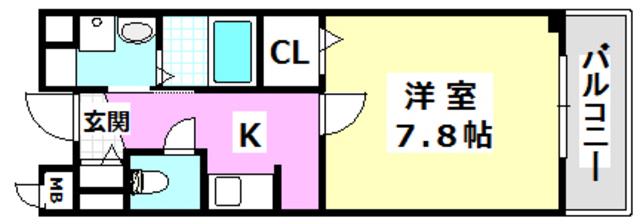 ヴェールシュマン(1K/2階)の間取り写真