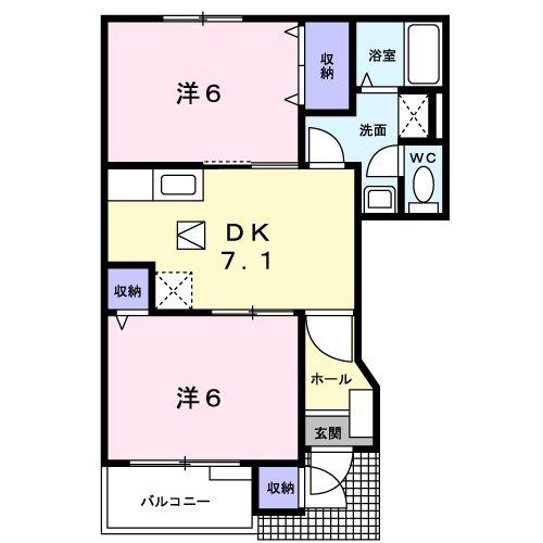 メゾンルミエール(2DK/1階)の間取り写真