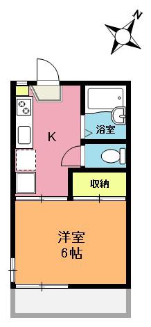 ライブコアー上尾B(1K/2階)の間取り写真