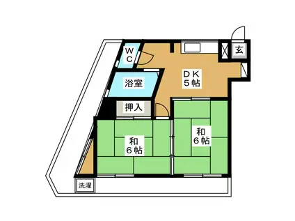 釜鳴マンション(2DK/3階)の間取り写真