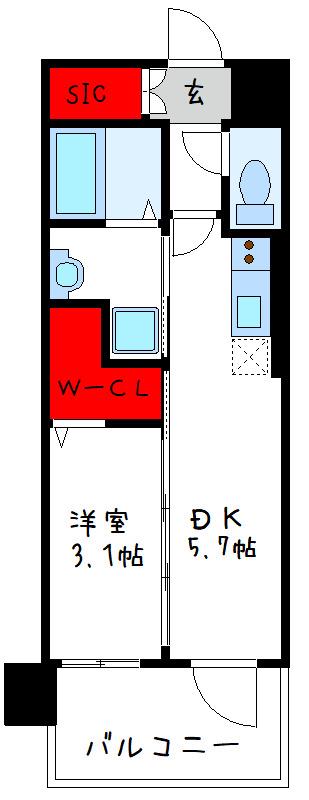 エステムコート大阪プリューム(1DK/3階)の間取り写真
