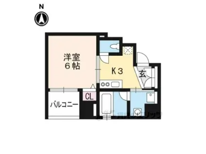 メルベーユ青木(1K/3階)の間取り写真